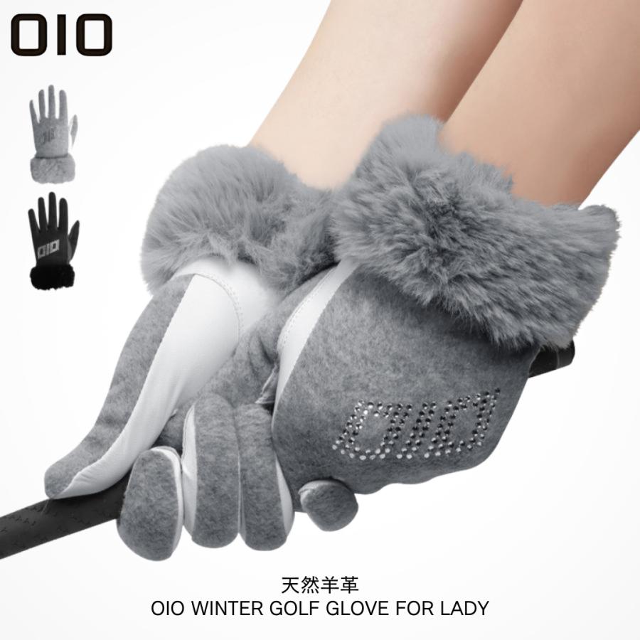 ゴルフグローブ 両手 冬 防寒 手 手袋 レディース 天然羊革 グレー ブラック 18号 19号 20号 21号 ゴルフ手袋 羊皮 グリップ力 保温 ファー付き 高級感 上品 デザイン ラインストーン付 スイング 安定 女性用 暖かい 柔らかい 手首ファー ゴルフウェア おしゃれ HENZZLE OIOのサムネイル