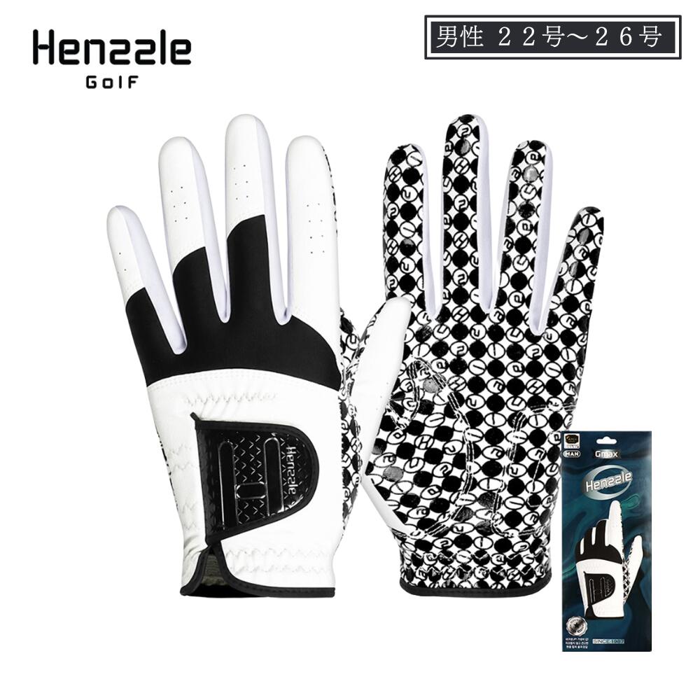 ゴルフグローブ 合成皮革 左手 メンズ 男性用 22号 23号 24号 25号 26号 メンズグローブ ゴルフ ゴルフ手袋 シンプル 白 黒 ホワイト ブラック...