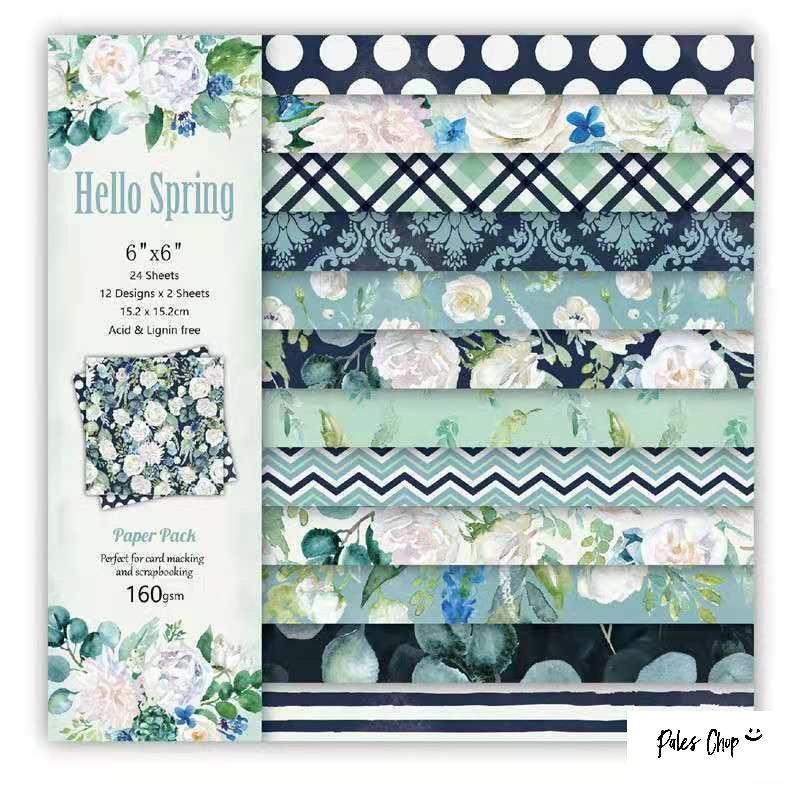 THEBASICS　花ブルー背景紙セット(k989)12枚入 花 ドット 水玉 おしゃれ 包装 使いやすい 背景紙 厚め ..