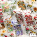 candypoetry フレークシール (s84)40枚入 シール ステッカー 植物 お花 葉 花 きのこ 透明 PET クリア チューリップ ヒマワリ シダ ...