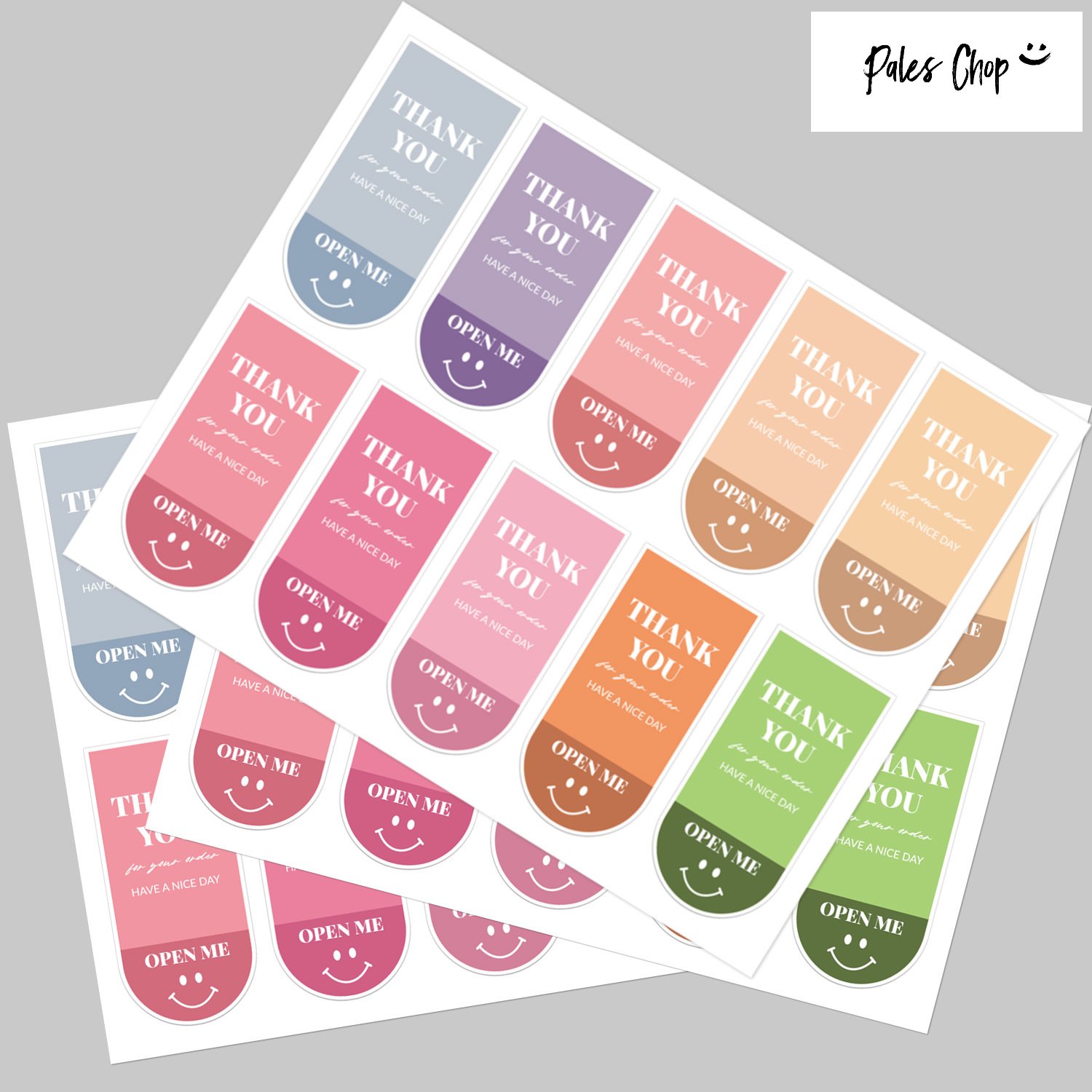 ラッピングシール(r020)100枚入 アーチ型 シール ステッカー 顔 にこにこ スマイル 花 カラフル パステル かわいい ラッピング プレゼント ギフト おしゃれ THANKYOU サンキュー ありがとう 梱包 梱包材 貼る ラベル パッケージ 封 デザイン 柄 デコ デコレーション 手作り