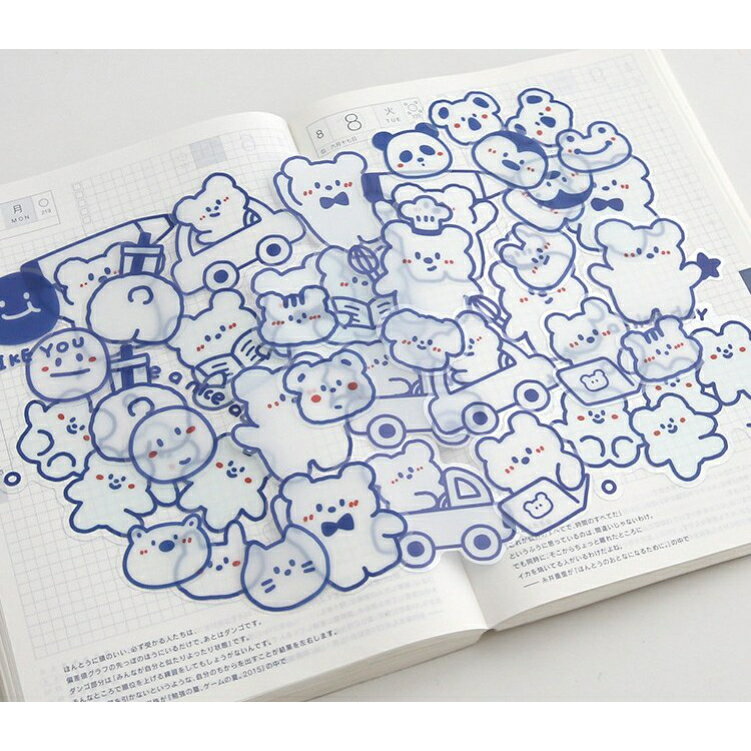 Telado フレークシール (s87)20柄40枚入 シール ステッカー 顔 動物 ウサギ クマ かわいい コアラ ブタ..