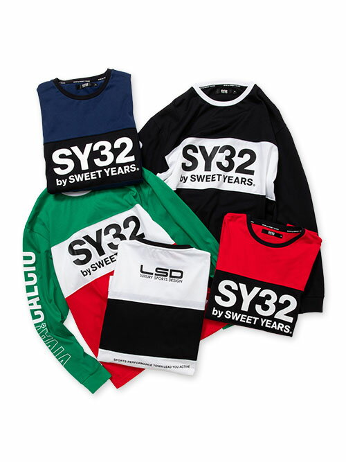 Tシャツ 長袖 ロングTシャツ 配色切替 S/M/L/XL/XXL LL/3L ◆EXCHANGE CALCIO L/S TEE◆ SY32 by SWEET YEARS エスワイサーティトゥバイスウィートイヤーズ [TNS1753]