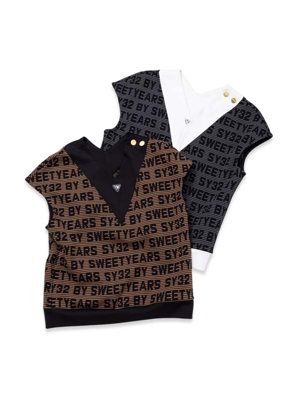 ジャガードVネックベスト[WOMEN'S]◆SYG JQ LOGO BORDER V-NECK VEST｜WOMEN'S◆SY32 by SWEET YEARS GOL..