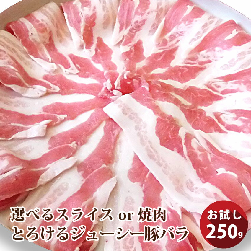 冷凍便でお届け豚バラ肉 250g スライスor焼肉用 使いきりで便利!!豚肉 焼肉 スライス バラ 冷凍 小分け 便利 バーベキュー 肉 食材 セット
