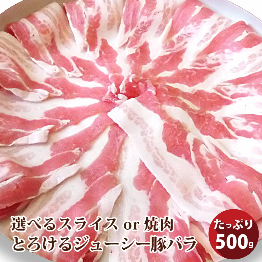 冷凍便でお届け豚バラ肉 500g スライスor焼肉用 250g×2パック小分けで便利！！ 豚肉 焼肉 スライス バラ 冷凍 小分け 便利 バーベキュー 肉 食材 セット