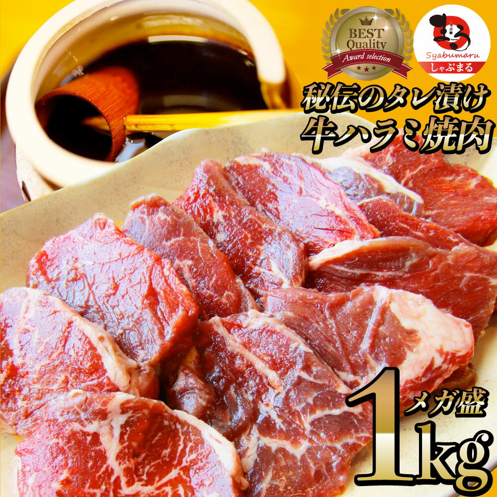 牛ハラミ焼肉（タレ漬け）1kg（250g×4） タレ 秘伝 焼肉セット 焼肉 ランキング1位 やきにく ハラミ アウトドア お家焼肉 レジャー 送料無料 バーベキュー 肉 食材 セット バーベキューセット BBQ BBQセット