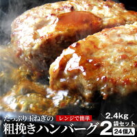 ハンバーグ 玉ねぎの旨味たっぷり 粗挽き メガ盛り 2.4kg (100g×24枚)(1.2kg×2袋セット) 冷凍 惣菜 お弁当 あす楽 業務用 温めるだけ レンチン 冷食 送料無料