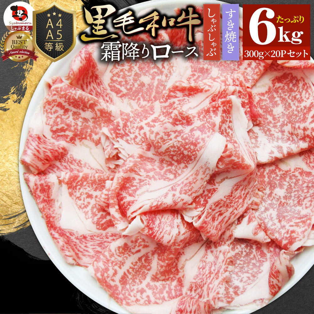 A4 A5等級 特選 黒毛和牛 霜降り ロース 6kg(300g×20) スライス 贅沢シート 牛肉 和牛 牛 牛 国産 肉 ..