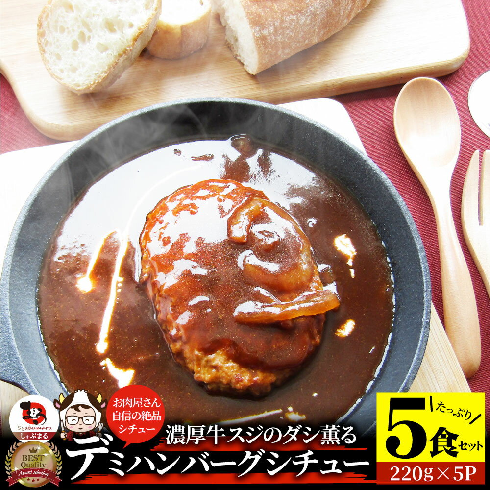 【5/20(月)24h限定★エントリーで最大P20倍】デミハンバーグシチュー 220g×5食セット ハンバーグ 肉 牛肉 母の日 父の日 新生活 ギフト ..