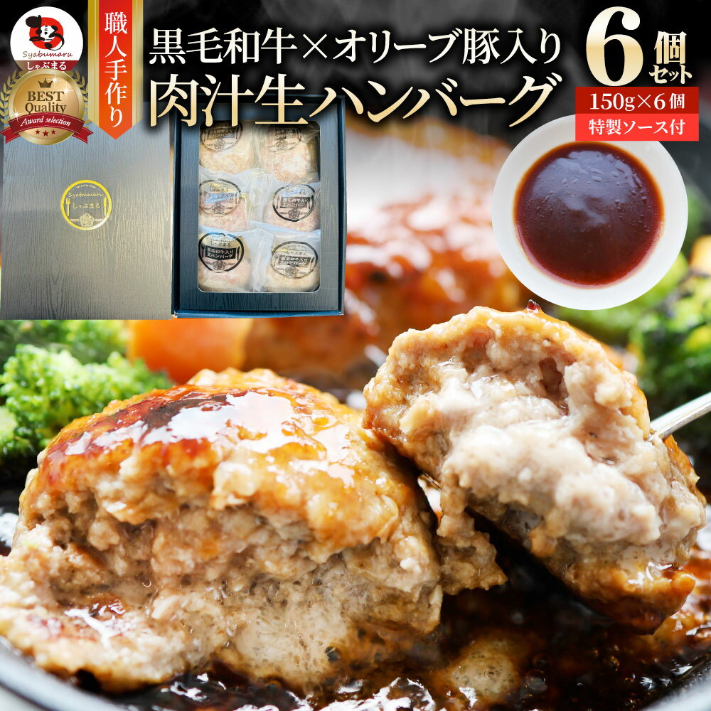 【クーポン利用で半額】黒毛和牛 手作り ハンバーグ 150g×6個 ソース付き オリーブ豚 国産牛 生ハンバーグ 牛肉 送料無料 肉 母の日 父の日 ギフト 食品 お祝い 黒毛 和牛 記念 お取り寄せ