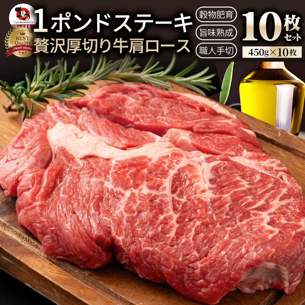 1ポンド ステーキ 10枚セット 牛肩ロース 450g×10枚 牛肉 牛 ブロック 送料無料 ワンポンド ワンポンドステーキ メガ盛り 熟成肉 1pound 焼肉セット 焼肉 ランキング1位 やきにくあす楽 お花見 花見 肉 食材 セット