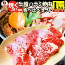 ハラミ 食べ比べ 牛肉 豚肉 焼肉 1kg （250g× 4P） メガ盛り 赤身 はらみ バーベ キュー 美味しい ホワイトデー ギフト 食品 プレゼント 女性 男 性 お祝い あす楽