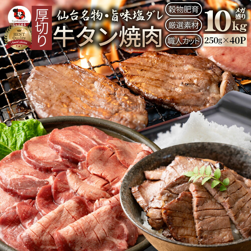 楽天お肉のしゃぶまる肉 お歳暮 クリスマス ギフト 食品 お祝い 牛肉 牛タン塩だれ 焼肉 10kg （250g×40P）厚切り 約80人前 贈答 お祝い 御祝 内祝い ランキング1位 送料無料 バーベキュー 肉 食材 セット