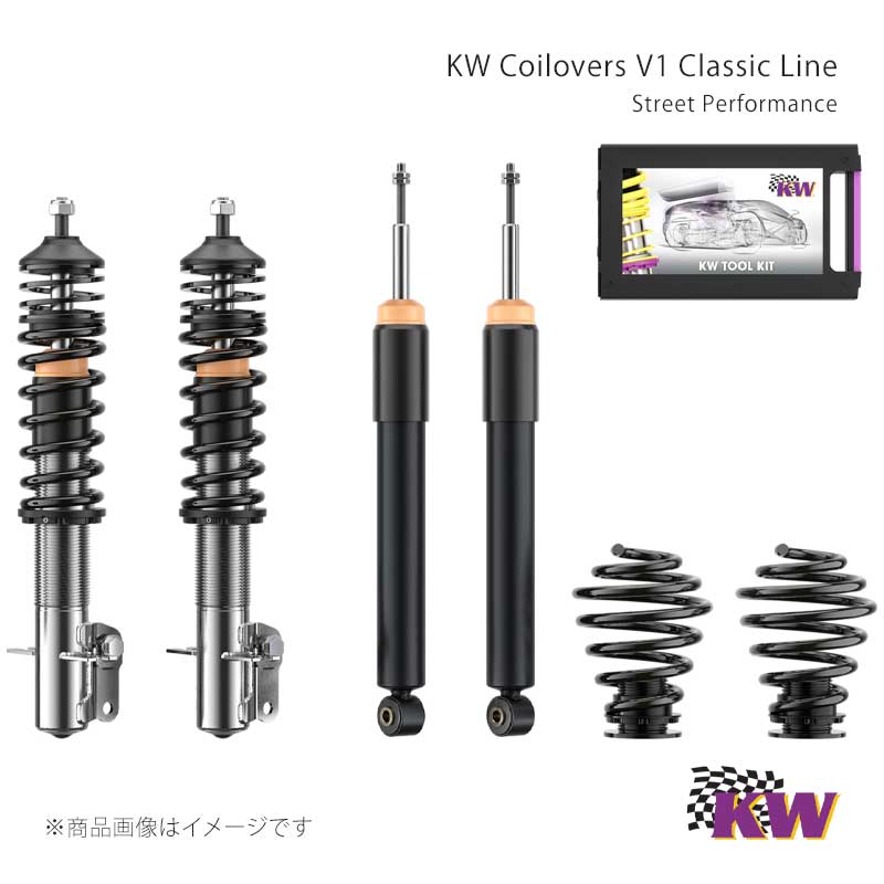 ■メーカーKW/カーヴェー■商品名V1 クラシックライン■シリーズStreet Performance/ストリートパフォーマンス■自動車メーカーVolkswagen■車種Scirocco 1/2■型式53/53B■年式02/74-07/92■モデル■車種備考■許容耐荷重Front-785■許容耐荷重Rear-640■減衰力調整固定■トップマウント純正■ダウン量Front55-95■ダウン量Rear55-95■商品説明スポーティかつ快適な乗り味を追求した減衰力固定式サスペンションKW V1 『inox-line』車高調キットは、スポーティかつ快適なドライビングの楽しさを追求したエントリーモデル。こだわりのステンレス製ストラットや耐腐食性の高いスプリング、エラストマー製のバンプストッパーを採用しハイクオリティを実現。耐久性だけでなく、ロングドライブの楽しさも兼ね備えています。KW V1 『inox-line』車高調キットのスポーティなセッティングは、多くのユーザーに満足して頂いています。知識と経験の豊富なKWのエンジニアが、車種毎にダンパーのセッティングとスプリングレートを設定、運動性能と快適性をバランスよくセッティングし、運転する楽しさを向上させているからです。他車種の流用ではなく、あなたの車種の為に専用に開発をされた特別な車高調キットと言っても過言ではありません。＊ネジ式車高調＊純正トップマウント対応＊減衰力固定式＊車種毎に開発＆セッティングした専用設計＊耐久性と強度に優れたステンレスケース『inox-line』を採用※一部車種を除くKWと言えば、黄色のスプリングに紫のスプリングシート、そしてステンレスケースが主流ですね。ですが、クラシックラインはというと、そのスプリングとスプリングシートが黒に変えられるというオプション的な内容になっています。車の足元を覗き込んだり、タイヤを外したときに見える「黄と紫がカッコいいんじゃないか！」という声も聞こえてきそうですが、やはりクラシックカーにそこまで派手なカラーは必要無いと思う方もいらっしゃるわけです。特にオリジナルストックを目指す方にとっては、譲れないポイントかもしれません。なので、あえてブラック一色にすることで、どんな車にも似合うサスペンションにしているわけです。(もちろん、性能は変わりませんよ！)たかが色、されど色。正直、黒にするだけでこんなに新鮮に見えるとは想像していませんでした。ショックアブソーバーのケースはステレンスなので、これがなかなか似合っていて綺麗です。もちろん、KWクオリティなので乗り心地はガラッと変わりますよ！■備考フロント＆リア共にストラットネジ式車高調。縮み側の減衰力はアジャストメントダイアルによって簡単に調整可能です。伸び側はピストンロッドの先端からのみ調整可能です。■納期メーカー取り寄せ品の為、通常即日〜4営業日以内に発送致します。■ご注文時注意事項 ※ ご注文前に必ずご確認下さい お急ぎの場合はご購入前に納期確認をお願い致します。 納期について ＊メーカー在庫が欠品の場合、改めて納期をご連絡致します。 ＊メーカーにて予告無く廃番、仕様変更になっている場合があります。 返品・キャンセルに関して ＊お客様都合による返品・キャンセル・商品の変更は一切お受けしておりません。 ＊在庫・納期・適合未確認でご購入された商品のキャンセルは一切お受けしておりません。 ＊代引きで納期が半年以上の商品をご注文の場合はキャンセルさせていただきます。別の決済方法でご注文下さい。
