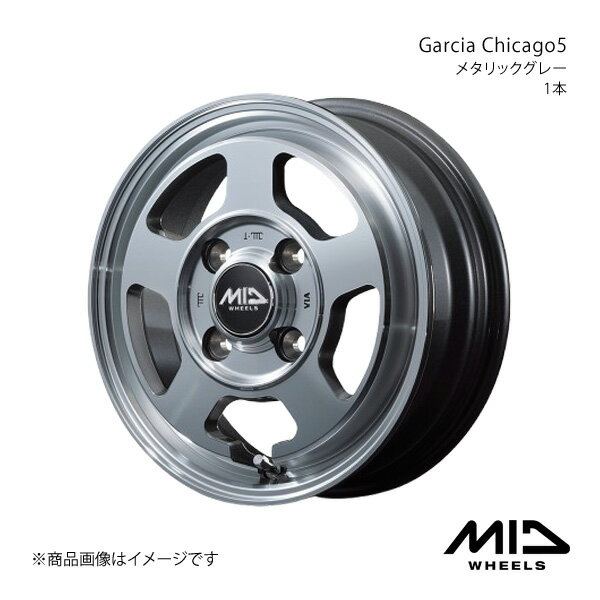 【14インチ 4H100 4.5J +45】アルミホイール1本 デイズ B4#系 MID WHEELS/Garcia Chicago5 メタリックグレー