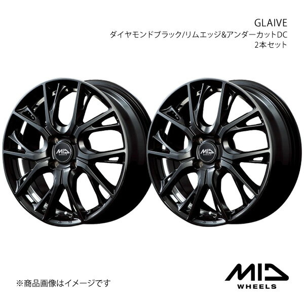 【15インチ 4H100 5.5J +43】アルミホイール2本セット パッソ 700系 MID WHEELS/GLAIVE ダイヤモンドブラック/リムエッジ&アンダーカットDC