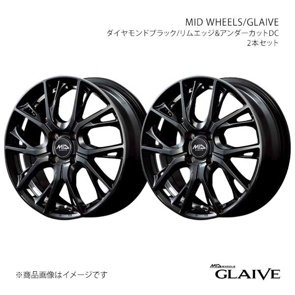 【15インチ 4H100 4.5J +45】アルミホイール2本セット ミラアヴィ L250S/L260S MID WHEELS/GLAIVE DBK X18454543345DBK0×2