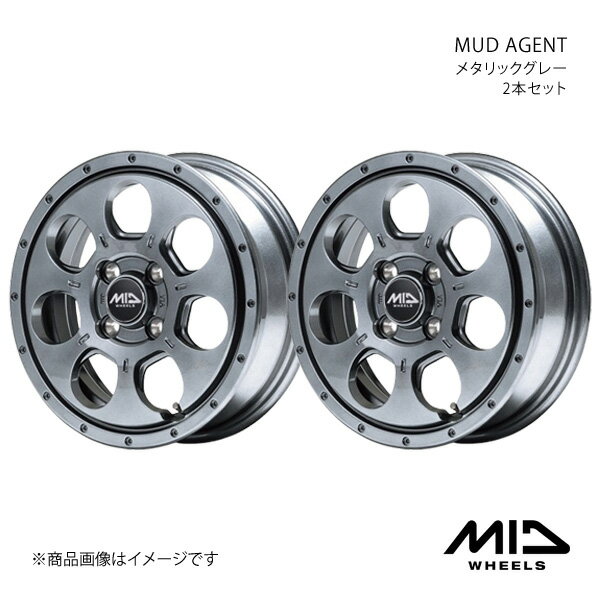【15インチ 4H100 4.5J +45】アルミホイール2本セット サクラ B6AW MID WHEELS/MUD AGENT メタリックグレー(2)