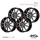 【14インチ 4H100 4.5J +45】アルミホイール4本セット エブリイワゴン DA64W MID WHEELS/RX810 ブラックポリッシュ/アンダーカットレッド