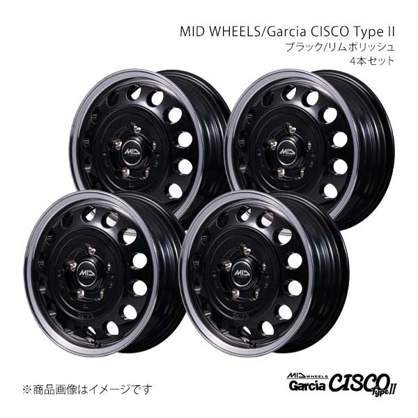 【14インチ 5H 114.3 5.0J +48】アルミホイール4本セット MID WHEELS/ガルシアシスコ タイプ2 MID WHEELS/Garcia CISCO TypeII BRP D70645083342BKP0×4