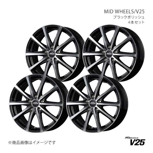 【17インチ 5H114.3 7.0J +48】アルミホイール4本セット レガシィB4 BN9 2015/10〜2016/10 MID WHEELS/V25 ブラックポリッシュ BKP S988770573480390×4