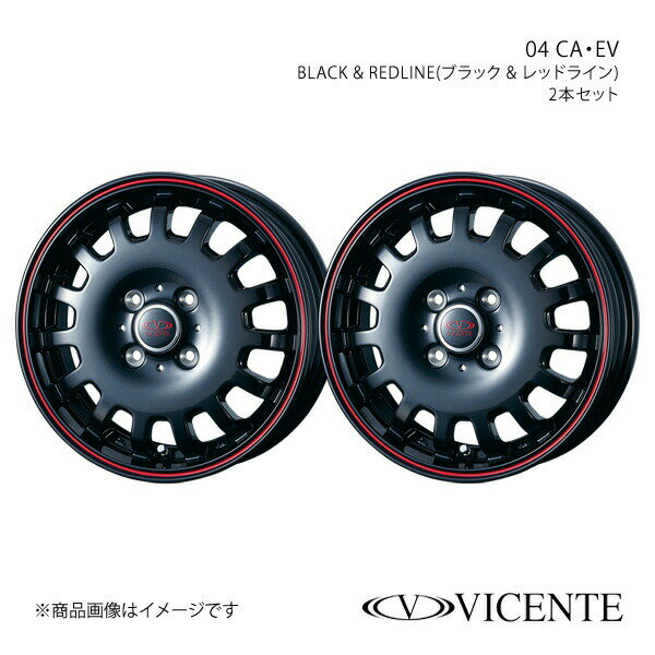 【12インチ 4H100 3.5B +45】アルミホイール2本セット NV100 クリッパー DR17V VICENTE/04 CA BLACK &REDLINE 0034882×2