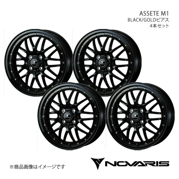 【15インチ 4H100 4.5J +45】アルミホイール4本セット ワゴンR MH34S/MH44S NOVARIS/ASSETE M1 BLACK/GOLDピアス 0041060×4
