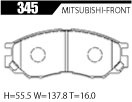 ACRE アクレ ブレーキパッド ライトスポーツ フロント デリカスペースギア PA4W 345