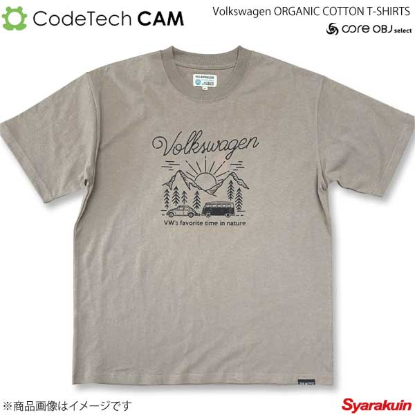 楽天車高調　カー用品専門店　車楽院Codetech コードテック Volkswagen ORGANIC COTTON T-SHIRTS ベージュ Sサイズ CO-KVW-2352B