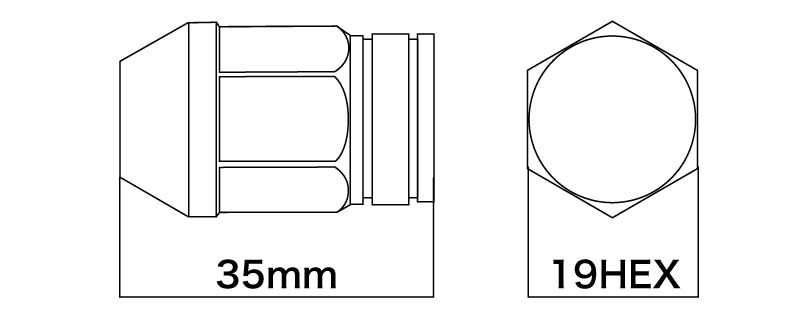 DIGICAM デジキャン アルミレーシングナット 袋タイプ P1.25 19HEX 35mm ブラック 20本入 インプレッサスポーツ GT# H28/10〜 AN6F3512BK-DC 2