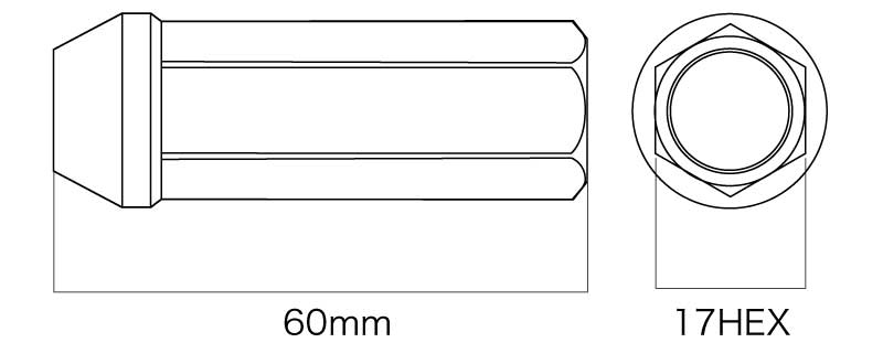 DIGICAM クロモリレーシングナット 貫通 P1.5 6角 17HEX 60mm/スーパーロング ブラック 16本入 ピクシスエポック LA300A/LA310A H24/5〜H29/4 CN6K6015BK-DC×4