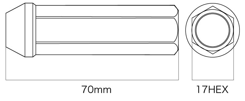 DIGICAM クロモリ・レーシングナット 貫通タイプ P1.5 6角 17HEX 70mm/ウルトラスーパーロング ブラック 16本入 オッティ H91W H17/6〜H18/9 CN6K7015BK-DC×4