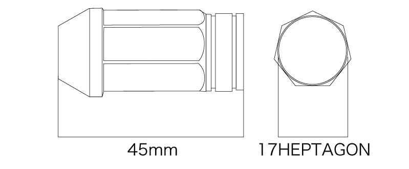 DIGICAM クロモリ・レーシングナット ローレット加工 袋タイプ P1.25 7角 17HEPTAGON 45mm オーロラ 16本入 180SX RPS13/KRPS13 H7/5〜H10/12 CN7F4512AU-16