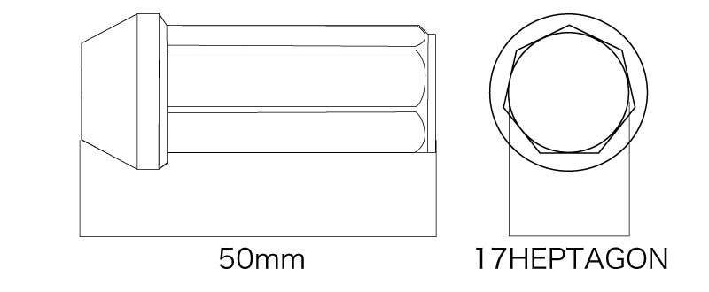 DIGICAM デジキャン クロモリ・レーシングナット 袋タイプ P1.25 7角 17HEPTAGON 50mm/ロング ブラック 20本入 ムラーノ TZ50 H16/9〜H20/9 CN7F5012BK-DC×5