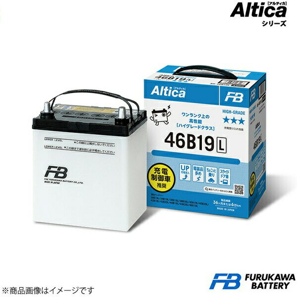 ■品番46B19R×1 ■メーカーFURUKAWA BATTERY/古河バッテリー ■商品名Altica HIGH-GRADE/アルティカ ハイグレード ■自動車メーカーNISSAN/ニッサン ■車種スカイライン(R34) ■車両型式GF-ENR34 ■年式1989〜2001 ■エンジン型式RB25DE ■エンジンガソリンエンジン ■排気量2500 ■充電制御車/IS/HV- ■仕様MT ■バッテリー仕様標準仕様 ■新車搭載34B19R×1 ■バッテリー型式46B19R×1 ■バッテリータイプ（端子位置）Rタイプ ■電圧(V)12 ■5時間率容量(Ah)32 ■外形寸法(約mm):総高さ227 ■外形寸法(約mm):箱高さ200 ■外形寸法(約mm):幅125 ■外形寸法(約mm):長さ185 ■液入質量(約kg)9.5 ■フタ形状フラットタイプ ■アクセサリーインジケータ取っ手防爆栓取付年月日シール ■商品説明・充電制御車対応・長寿命・高い充電受け入れ性能・高い始動性能・防爆設計・補償期間：36ヶ月または6万km ■納期メーカー取り寄せ品の為、通常即日〜4営業日以内に発送致します。 ■ご注文時注意事項-- ※ ご注文前に必ずご確認下さい お急ぎの場合はご購入前に納期確認をお願い致します。 納期について ＊メーカー在庫が欠品の場合、1〜2ヶ月以上のお時間を頂く場合がございます。 ＊メーカーにて予告無く廃番、仕様変更になっている場合があります。 返品・キャンセルに関して ＊お客様都合による返品・キャンセル・商品の変更は一切お受けしておりません。 ＊在庫・納期・適合未確認でご購入された商品のキャンセルは一切お受けしておりません。＊代引きで納期が半年以上の商品をご注文の場合はキャンセルさせていただきます。別の決済方法でご注文下さい。＊代引きで納期が半年以上の商品をご注文の場合はキャンセルさせていただきます。別の決済方法でご注文下さい。