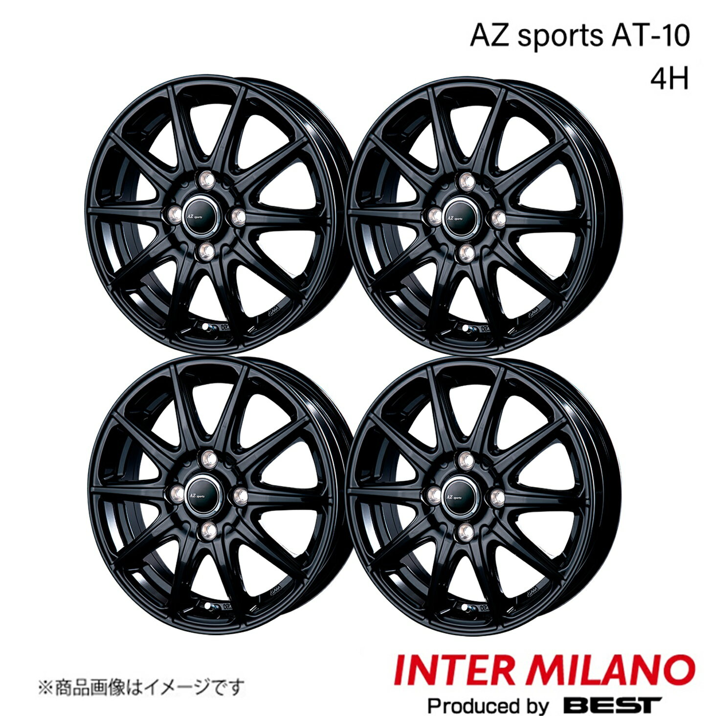 INTER MILANO/インターミラノ AZ sports AT-10 カローラフィールダー 160系 純正タイヤ:185/60R15 ホイール 4本 【15×5.5J 4-100 INSET43 ブラック】