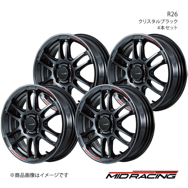 MID RACING/R26 ノート/ノートe-POWER 12系 アルミホイール4本セット【16×6.0J 4-100 INSET43 クリスタルブラック】