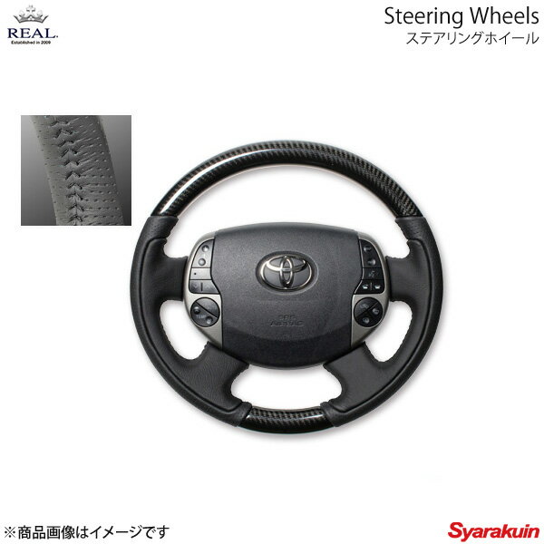 REAL レアル ステアリング TOYOTA/トヨタ プリウスEX 20系 オリジナルシリーズ ノーマルグリップ ブラックカーボン ブラックステッチ