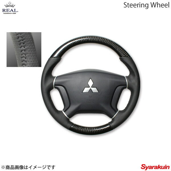 REAL レアル ステアリング MITSUBISHI/ミツビシ デリカD：5 CV#W オリジナルシリーズ ガングリップ ブラックカーボン ブラックステッチ