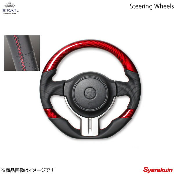 REAL レアル ステアリング SUBARU/スバル BRZ ZC6 前期 プレミアムシリーズ レッドカーボン 3C ブラック×レッド ユーロステッチ