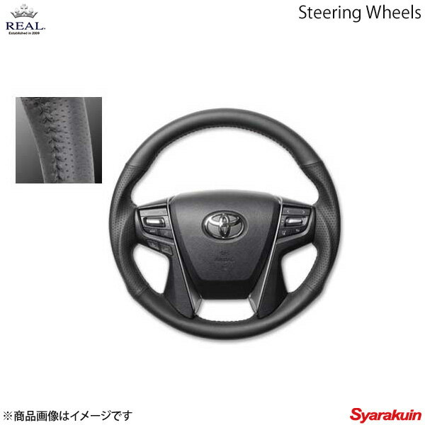 REAL レアル ステアリング TOYOTA/トヨタ ヴェルファイア 30系 オリジナルシリーズ ガングリップ オールレザー ブラックステッチ