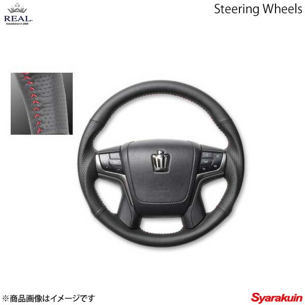 REAL レアル ステアリング TOYOTA/トヨタ クラウンマジェスタ 210系 オリジナルシリーズ ガングリップ オールレザー レッドステッチ