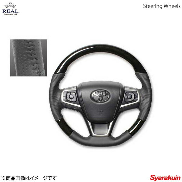 REAL レアル ステアリング TOYOTA/トヨタ エスティマハイブリッド 50系 4型 オリジナルシリーズ ガングリップ ブラックウッド ブラック..