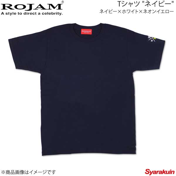 ROJAM ロジャム Tシャツ ネイビー ユニセックスモデル/レディースモデル ネイビー×ホワイト×ネオンイエロー サイズ：WM 70-T201-3WM