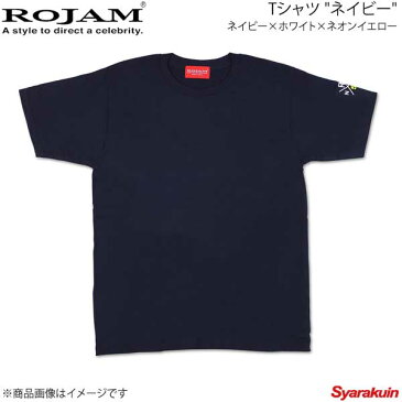 ROJAM ロジャム Tシャツ ネイビー ユニセックスモデル/レディースモデル ネイビー×ホワイト×ネオンイエロー サイズ：WM 70-T201-3WM