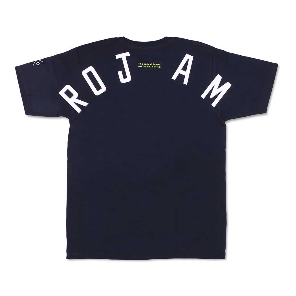 ROJAM ロジャム Tシャツ ネイビー ユニセックスモデル/レディースモデル ネイビー×ホワイト×ネオンイエロー サイズ：WM 70-T201-3WM