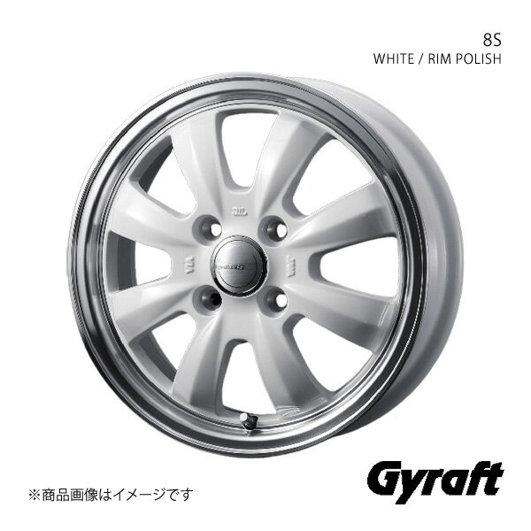 Gyraft/8S ミラ L270系 アルミホイール1本【15×4.5J 4-100 INSET45 WHITE/RIM POLISH】0040955