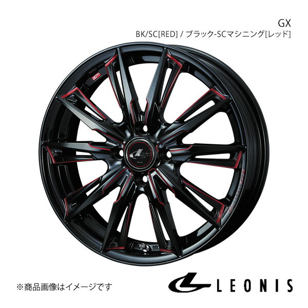 LEONIS/GX アルト/アルトエコ HA25S/HA35S アルミホイール4本セット【15×4.5J4-100 INSET45 BK/SC[RED]】0039330×4