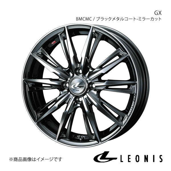 LEONIS/GX アクア K10系 4WD 純正タイヤサイズ(205/45-17) アルミホイール1本【17×6.5J 4-100 INSET50 BMCMC(ブラックメタルコート/ミラーカット)】0039353